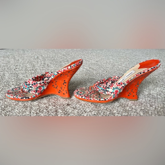 Jimmy Choo orange wedge sandals size 38.5 (8.5 US) - Picture 3 of 6